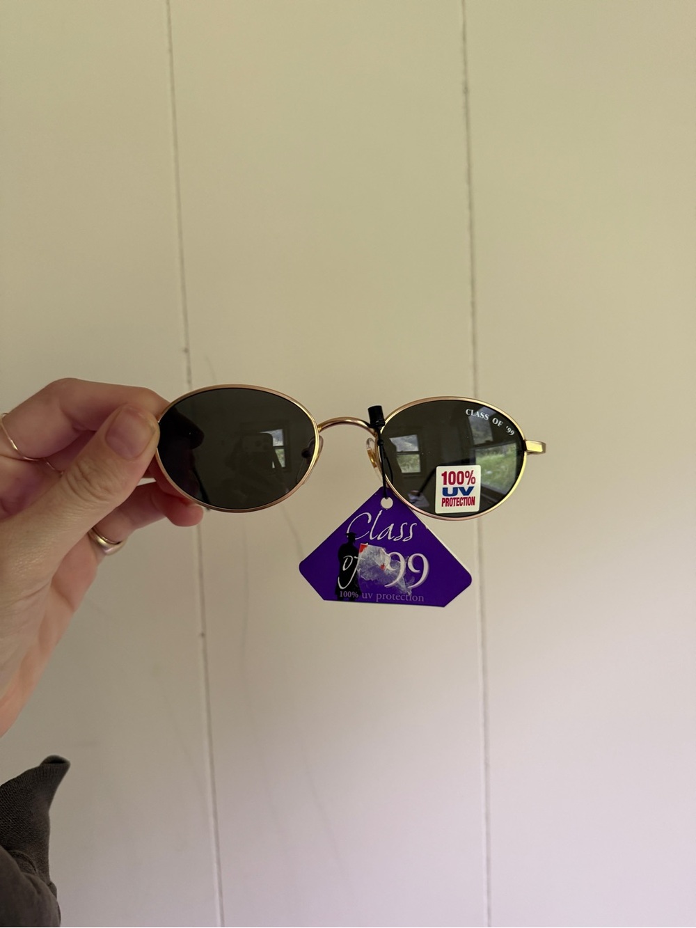 Vintage 90s Oval Gold Sunglasses with dark lenses Deadstock minimalist summer